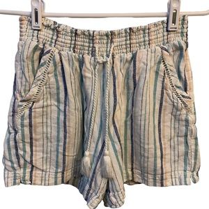 Briggs Linen Blend Striped Tassel Shorts Size Small